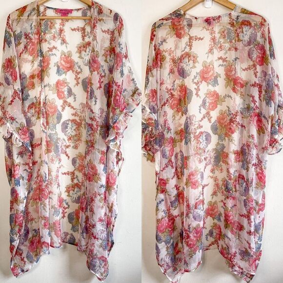 Betsey Johnson Floral Kimono OSFM - Picture 1 of 3